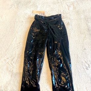 High Rise Faux Leather Shiny Cut Out Leggings